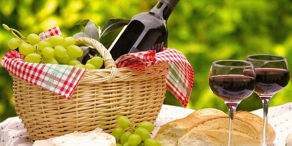 A typical french picnic often enjoyed in a local Parisian (parc) park.