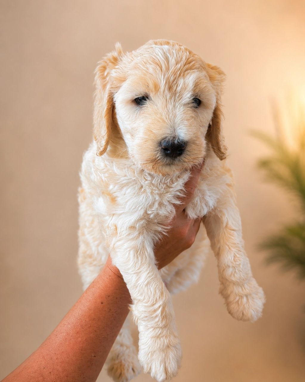 White beige sable merle high white female luxury Bernedoodle f1b designer puppy