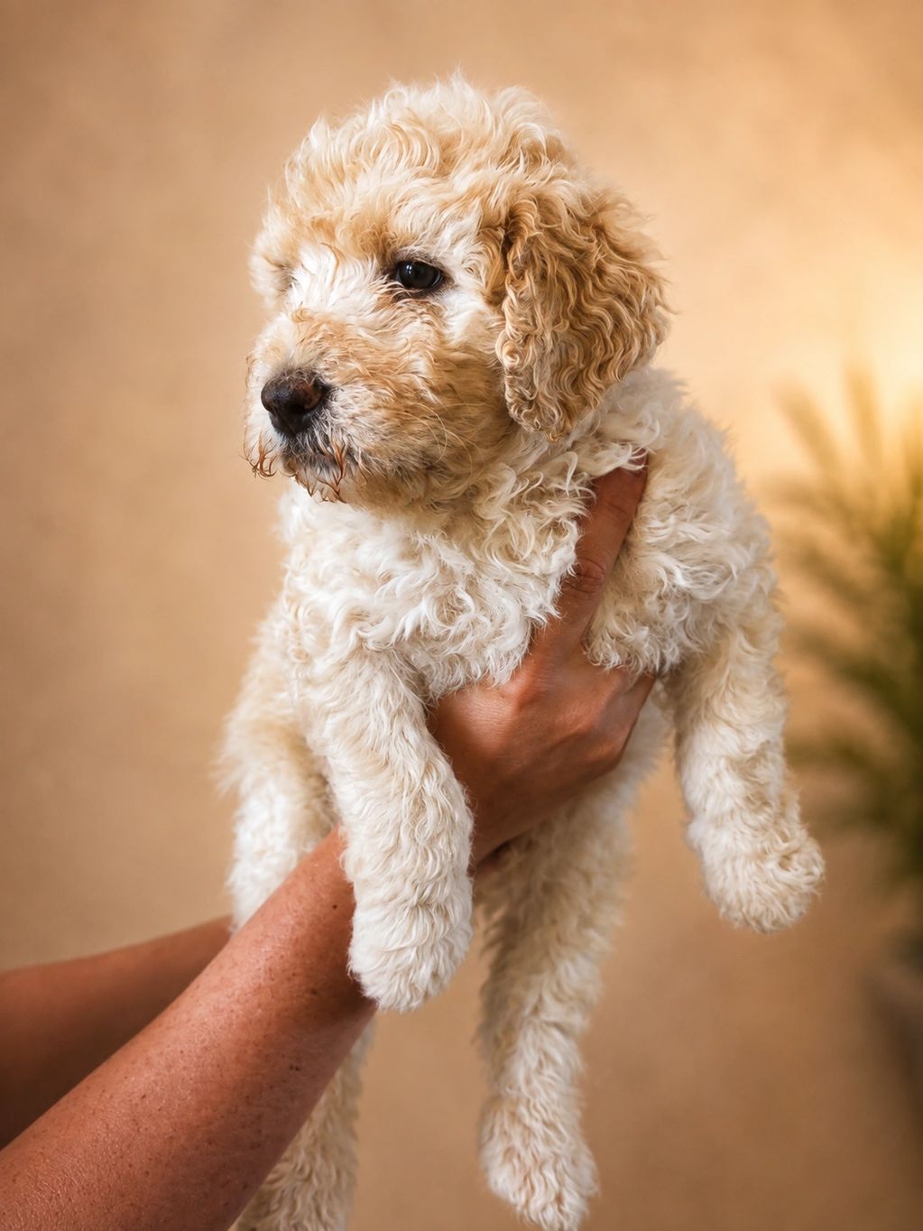 Beige white merle f1b bernedoodle luxury designer puppy
