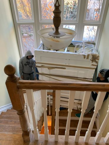 Hot tub upstairs to the bathroom. Safely and professionally