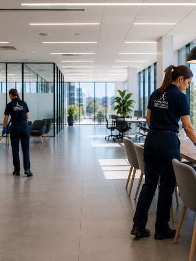 People cleaning a office