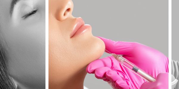 Cosmetic injection into a woman's chin.