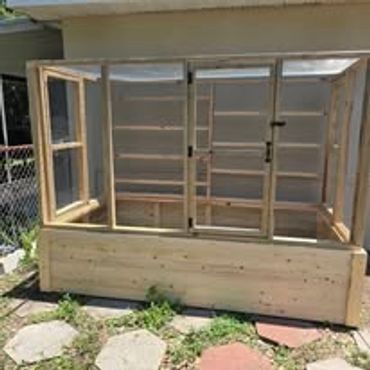 Enclosed garden bed. It's enclosed with hardware cloth to keep the critters out.