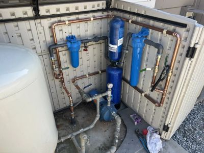 Aquasana whole-house water filtration system with new copper piping in Morgan Hill, CA