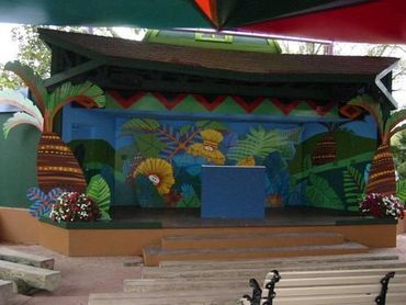 Colorful jungle mural painted for Safari of Fun, Busch Gardens Tampa.