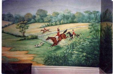 English hunting scene mural