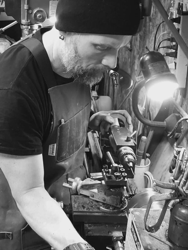Stephen Downie making pipes.