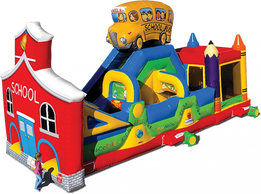 Inflatable school bus for rent, school house inflatable, wacky school house, Winston Salem NC. Eden