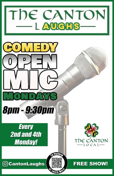 The Canton Local hosts free comedy open mic nights every 2nd and 4th Monday from 8pm to 9:30pm.