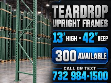 Teardrop upright frames for sale, 13' high, 42" deep, 300 available.