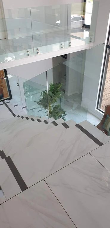 Cutting Edge Tiles The Islands Estate Tile cutting re-sizing Edge profiling 45 degree mitre staircas