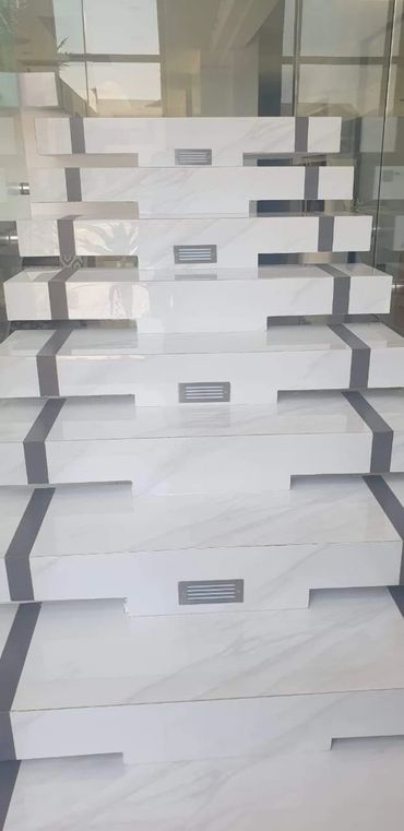 Cutting Edge Tiles The Islands Estate Tile cutting re-sizing Edge profiling 45 degree mitre staircas