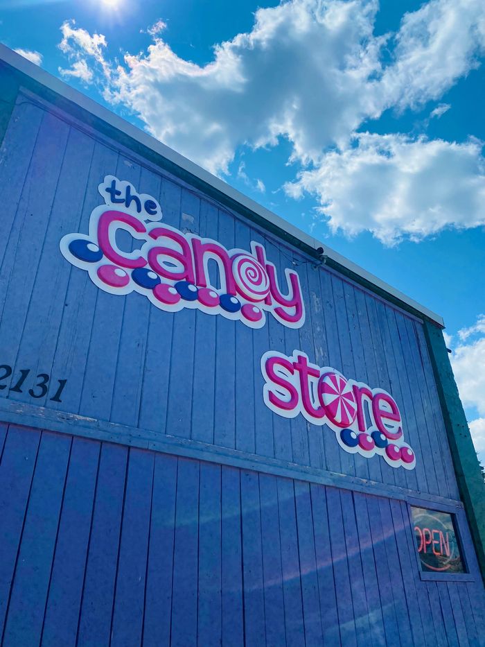The exterior of Nanton Candy on a bright summer day