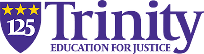 Trinity logo with a shield, stars, and the phrase 'Education for Justice'.