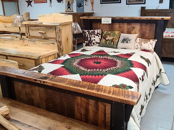Old Barnwood Bed with Black Stain