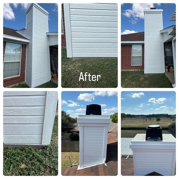 After siding repair and exterior paint on Central Texas home.