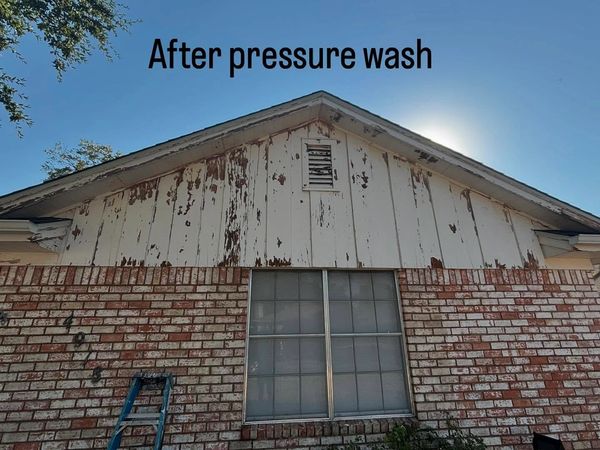 After pressure washing exterior painting on a brick home in Waco, TX.