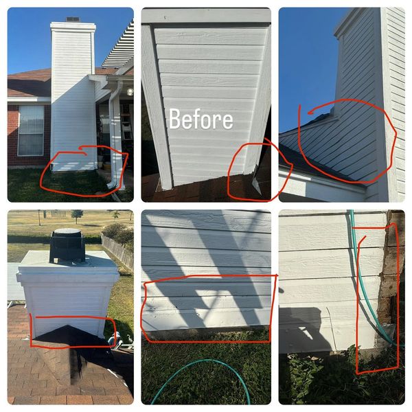 Before siding repair and exterior paint on Central Texas home.