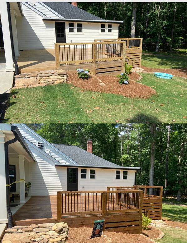 Deck Cleaning and Staining Before and After