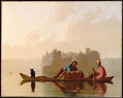 Beautiful painting of a couple in a boat