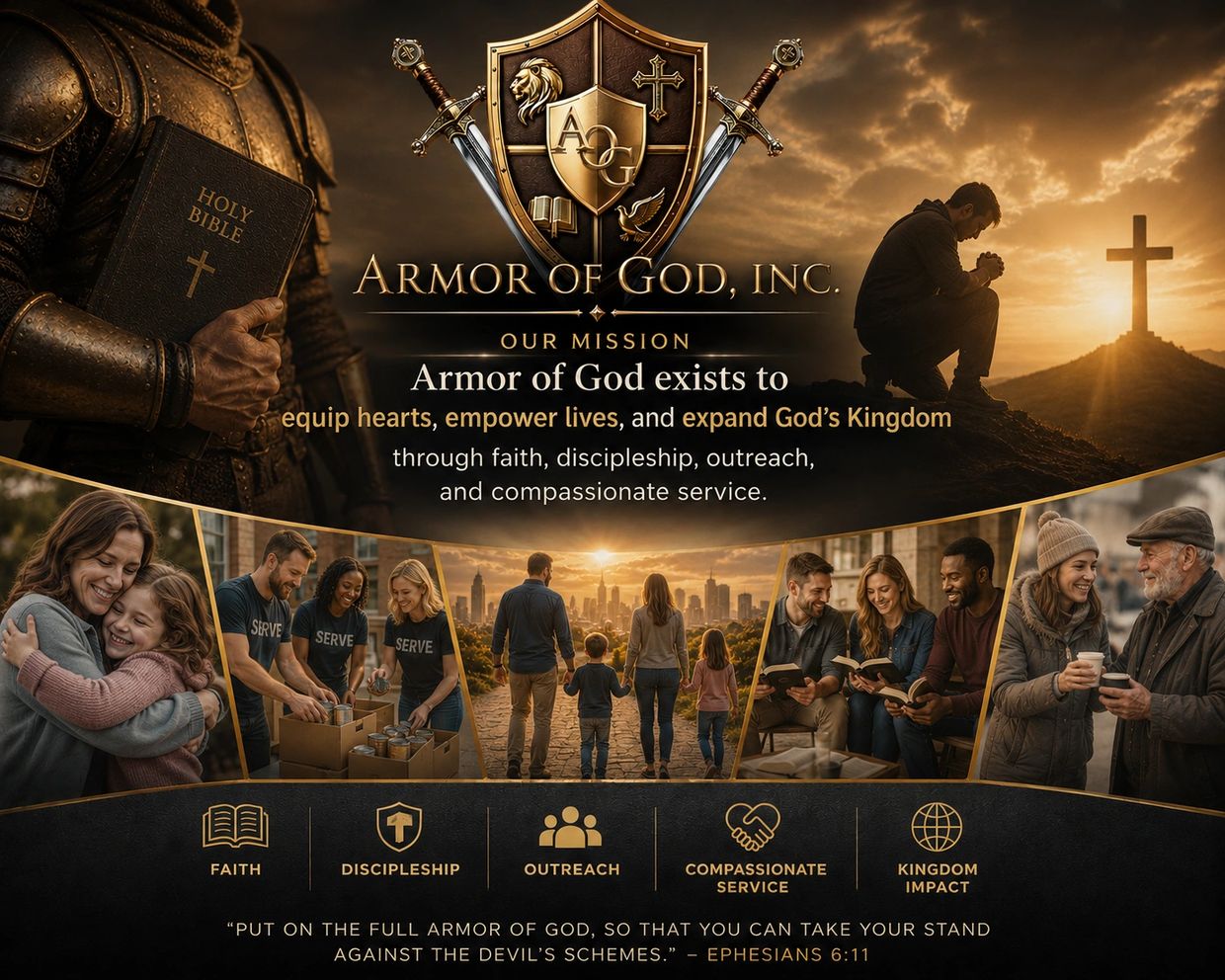 Armor of God mission promotes faith, discipleship, and compassionate service.