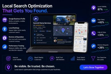 Local search optimization services to boost business visibility and trust.