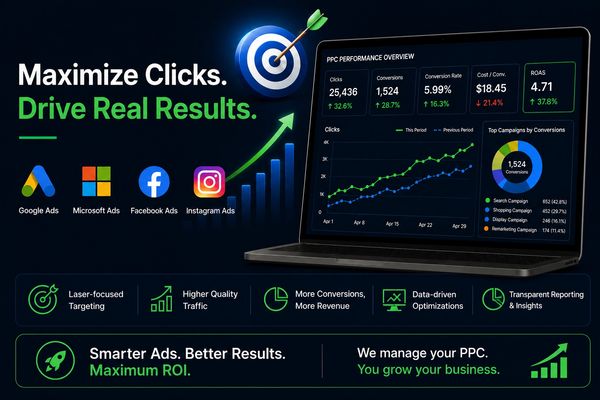 Digital marketing platform boosting ad clicks and ROI with data-driven PPC management.
