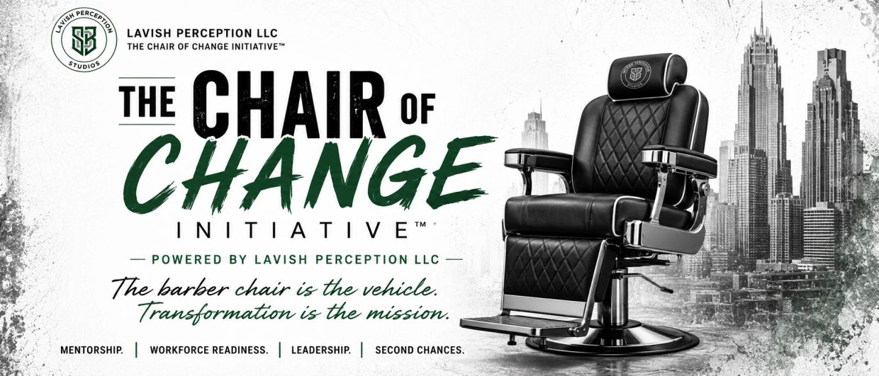 Barber chair initiative for mentorship, readiness, leadership, and second chances.