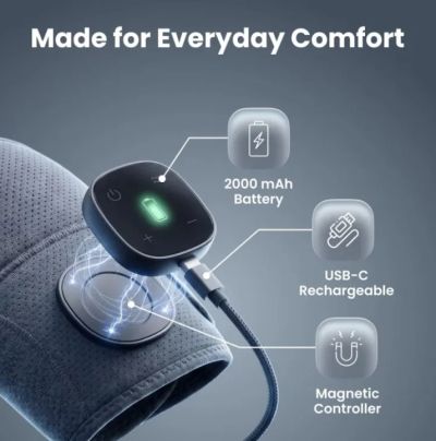 Wearable device features a 2000mAh battery, USB-C recharge, and magnetic controller.