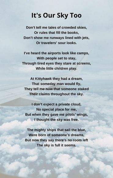Our Sky Too Aviation Poem  by Patrick J Phillips Page 1