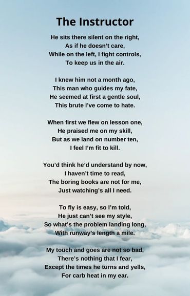 The Instructor Aviation Poem  by Patrick J Phillips Page 1