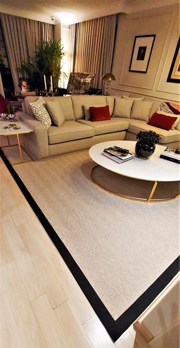 Bordürlü halı tasarımı yaptığımız müşterimizin evinden örnek