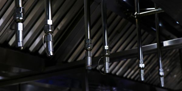 Fire suppression system in a commercial kitchen