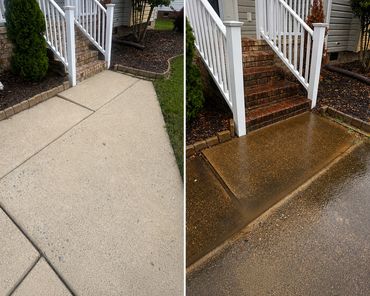 Before and after driveway cleaning.