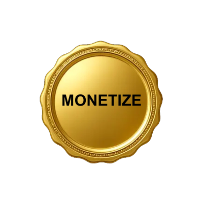 Gold medal with the word MONETIZE.