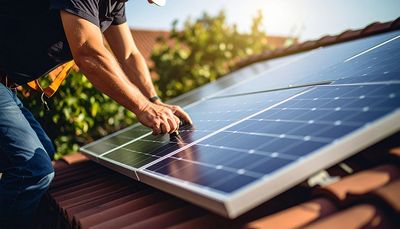Man removing or re-installing solar on a roof. New roof. Roof replacement.
