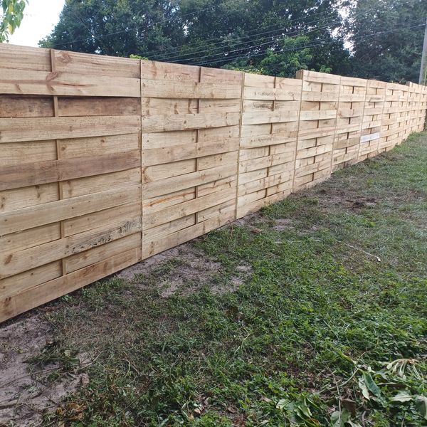 Basket Weave Wood Privacy Fence.