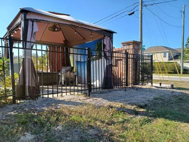 Black 3-channel Emily aluminum fence and gate.