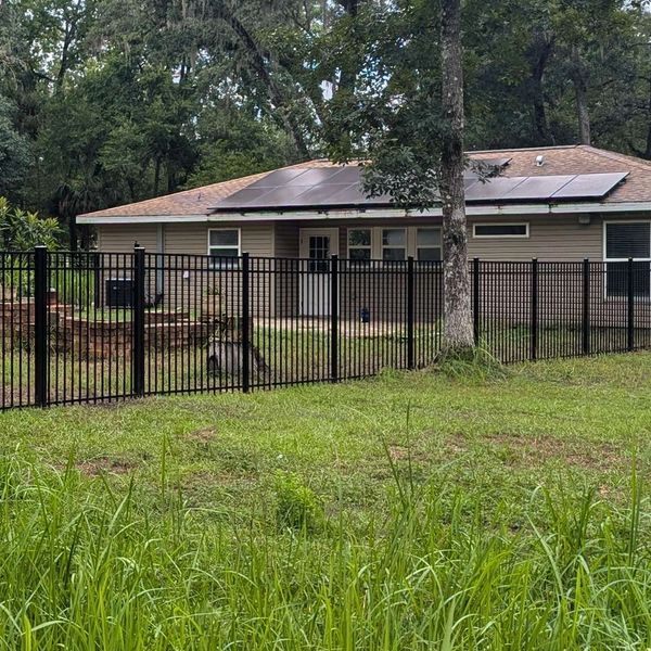 5' black 3-channel Emily aluminum fence with gate.