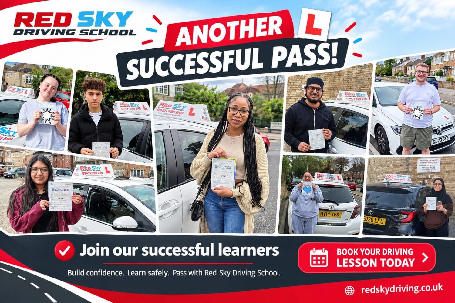 Red Sky Driving School Successful pass driving test Goodmayes Hornchurch Wanstead Chingford Loughton