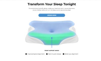 Ergonomic butterfly-shaped pillow for better sleep alignment.