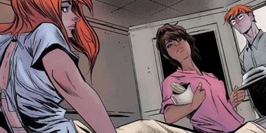 a panel featuring my cameo in dc's "batgirl" #48, drawn by robbi rodriguez, and colored by jordie be