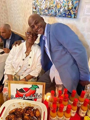 Jamal and Shirley Thomas pictured at the Thomas Family Taste table at a pop-up shop event.