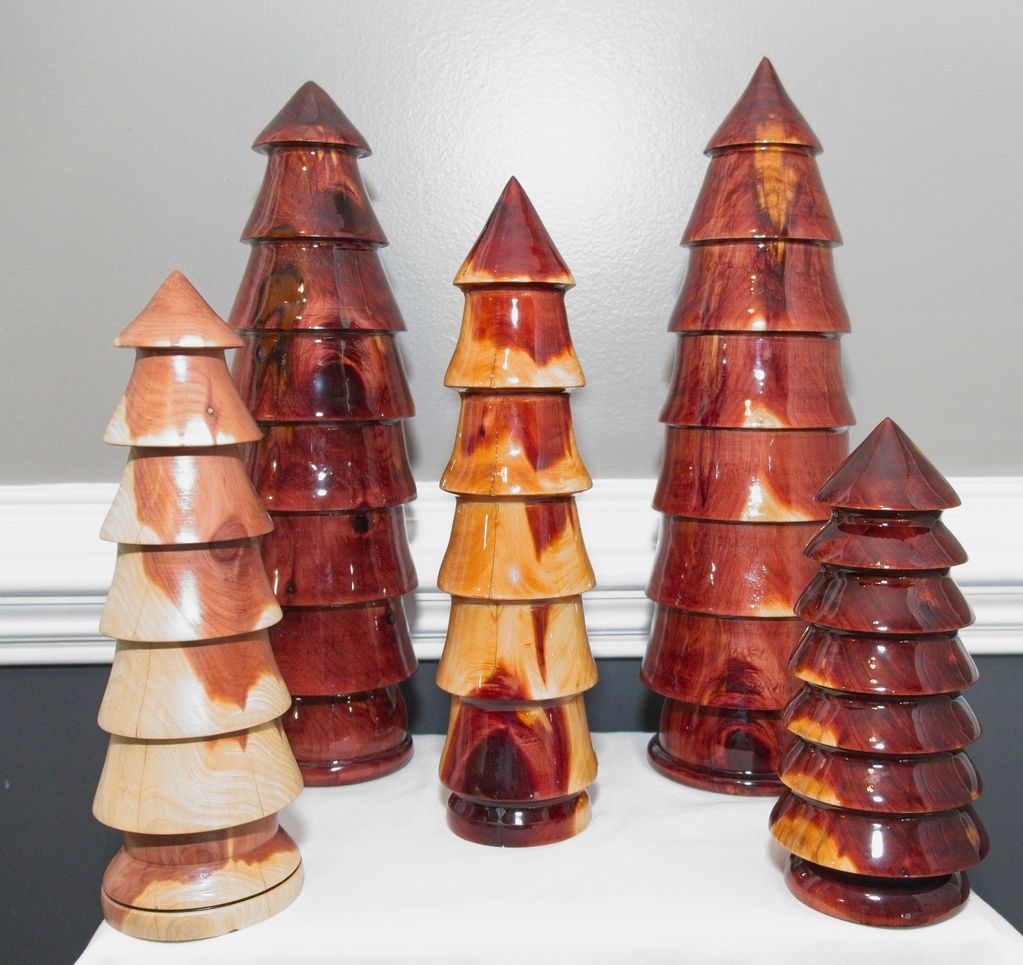 Eastern Red Cedar Christmas Trees, finished with Epoxy.