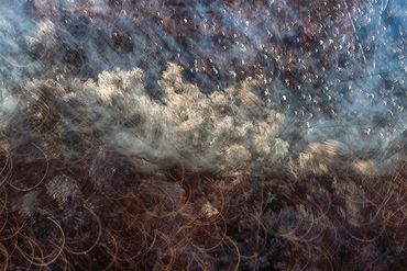 Winter color using slow shutter, double exposure.