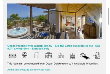 Ocean Prestige room with Jacuzzi and large sundeck.