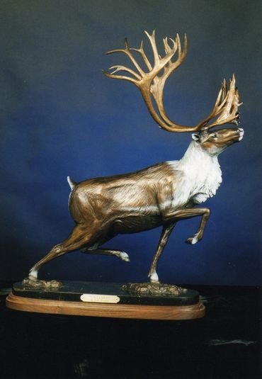 caribou bronze, caribou sculpture, bronze caribou
