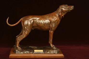 hound dog sculpture, bronze hunting hound, dog sculpture, bronze dog