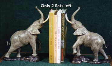bronze bookends, bookend scupture, bronze elephant, elephant sculpture