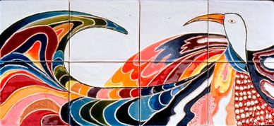 Free form ceramic tile mural for the wall
